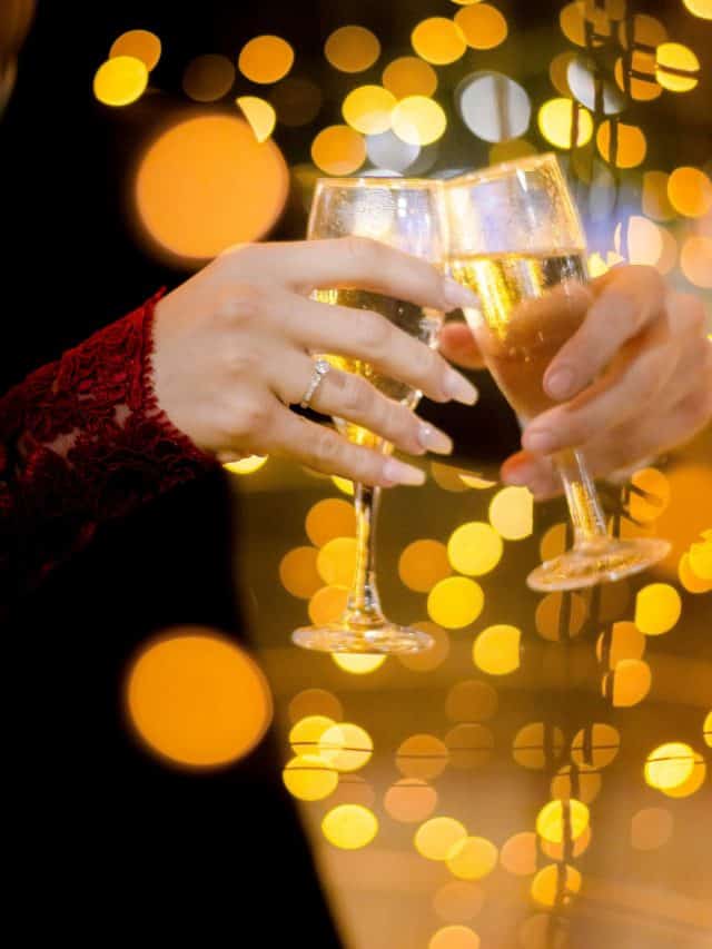 couple drinking champagne to celebrate birthday
