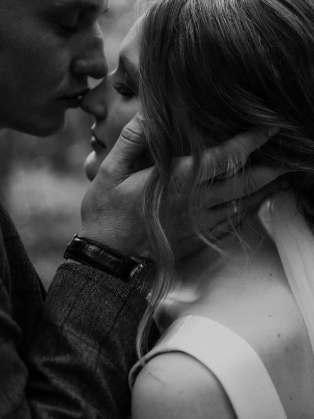 couple cute in love kiss on the nose