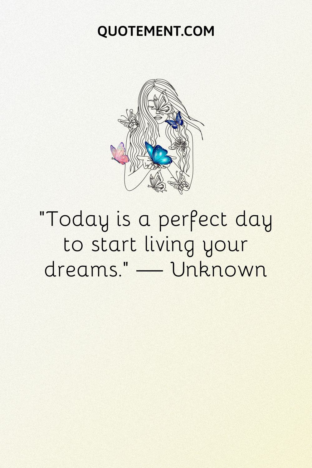 girl covered by butterflies image representing living a dream quote