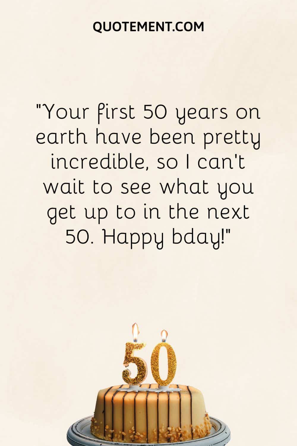 golden birthday cake image representing short 50th birthday wish