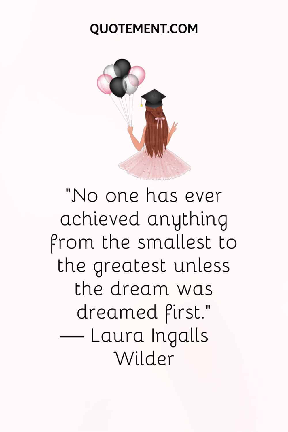graduate girl carrying balloons image representing achieving dreams quote