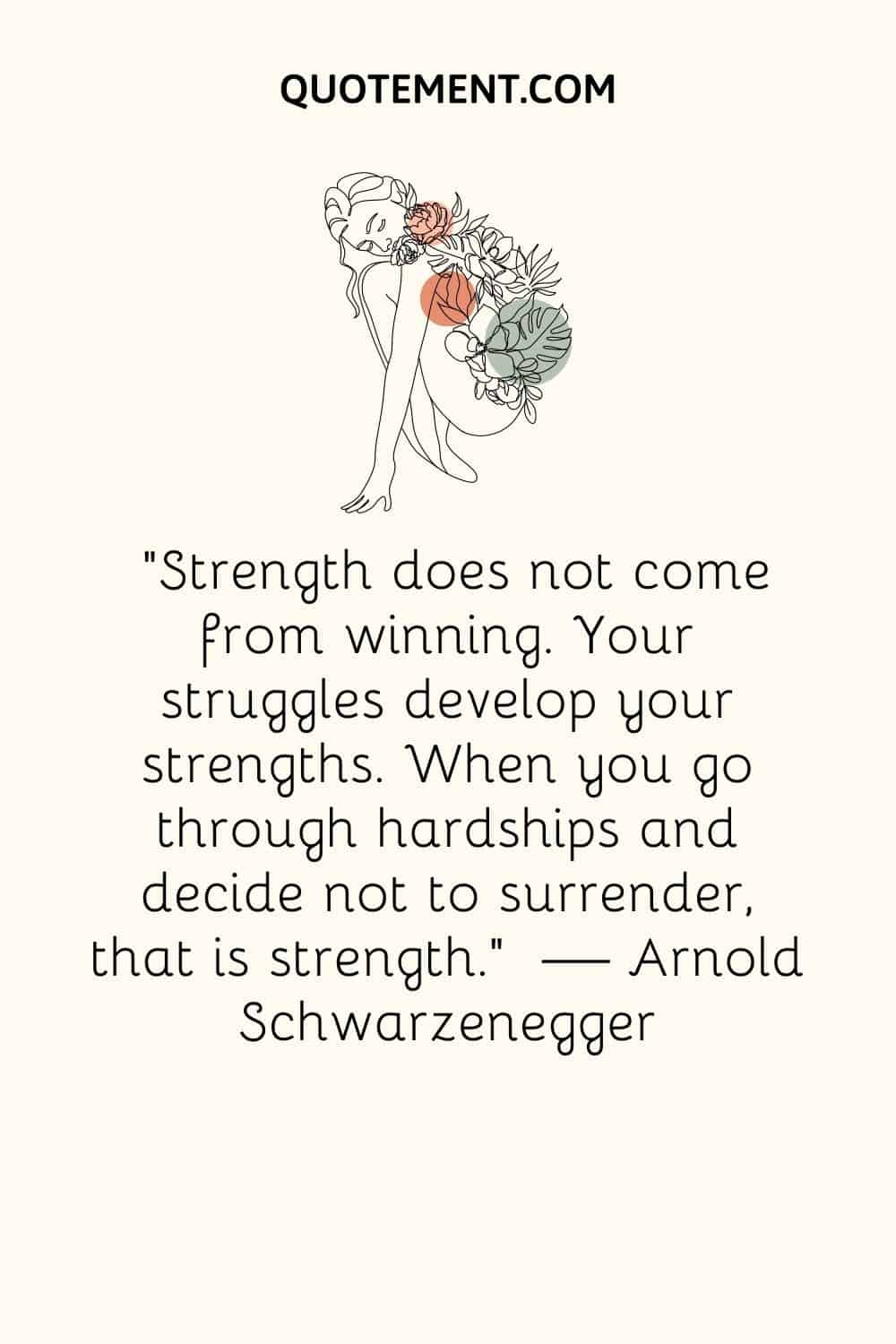 illustration of a girl with flowers on her back representing inner strength motivational quote