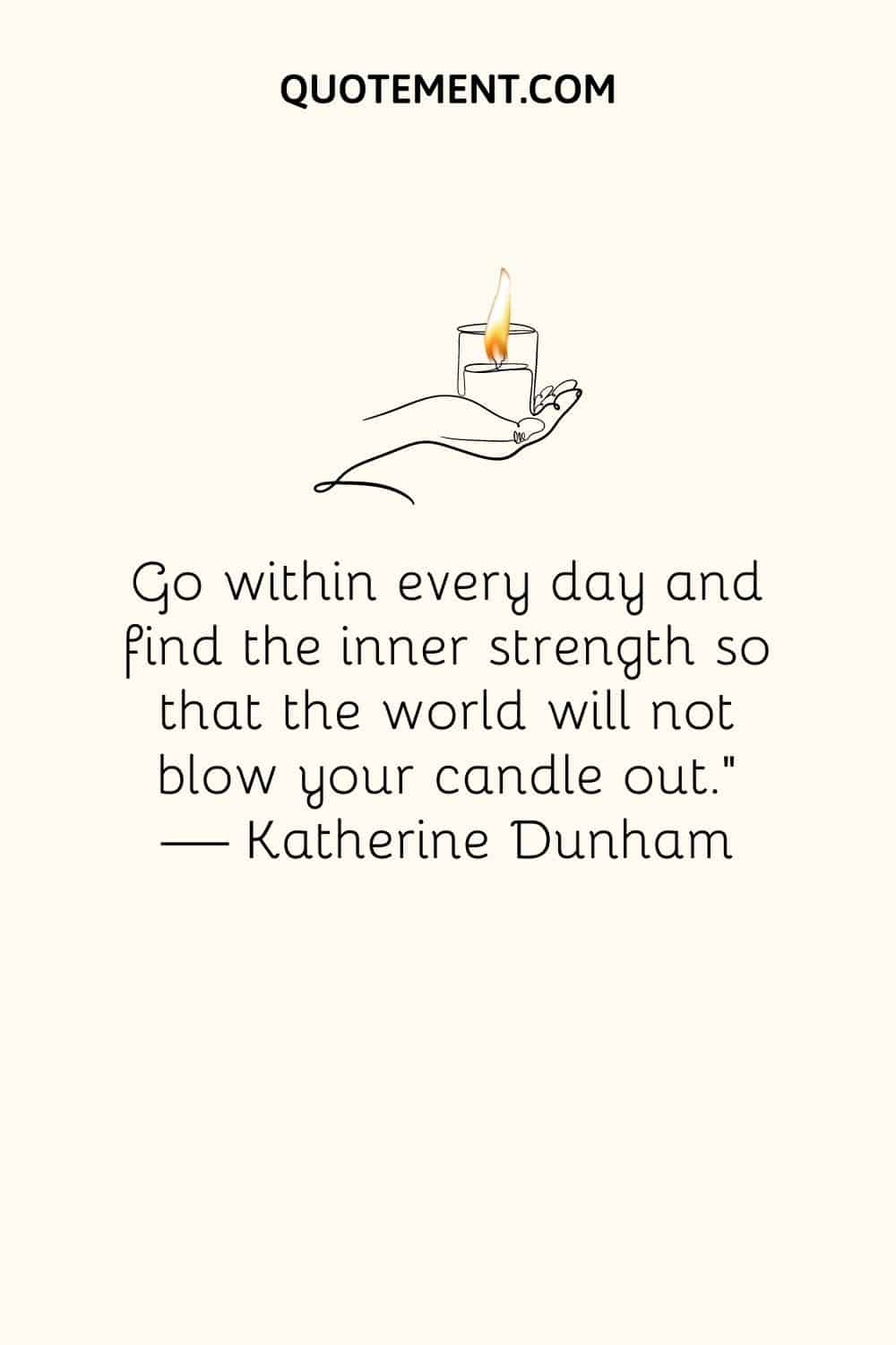 illustration of a hand holding a candle representing positive inner strength quote