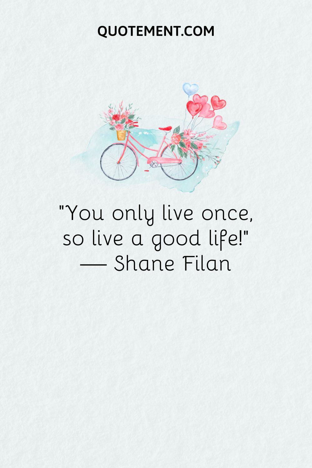 image of a bicycle with flowers and balloons representing top you only live once quote