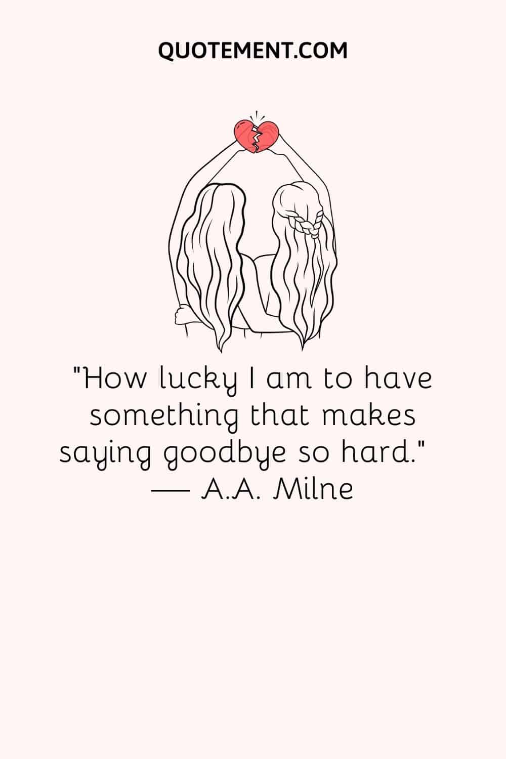 two hugged girls holding a red heart illustration representing inspirational losing friends quote