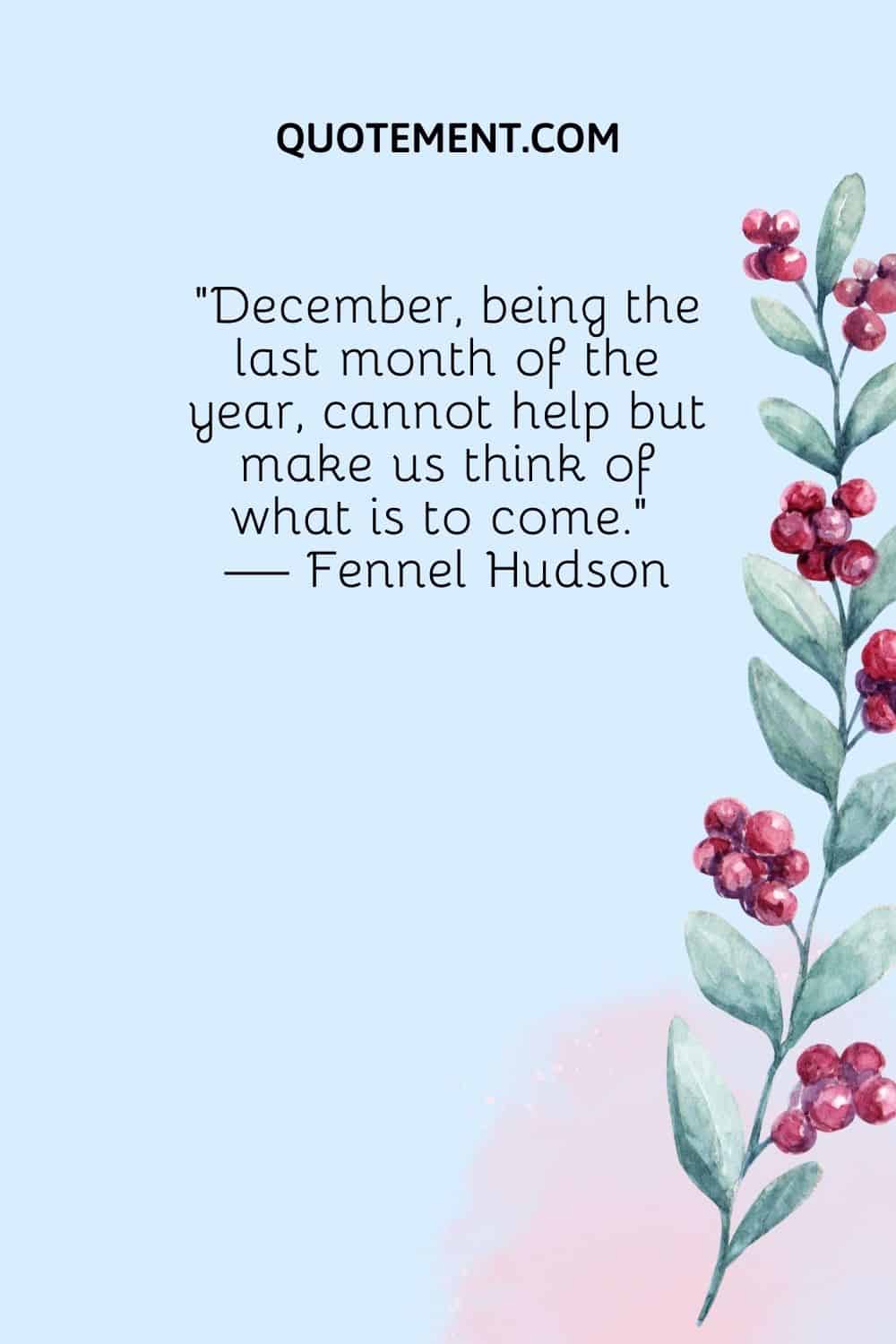 "Diciembre, al ser el último mes del año, no puede dejar de hacernos pensar en lo que está por venir". - Hinojo Hudson