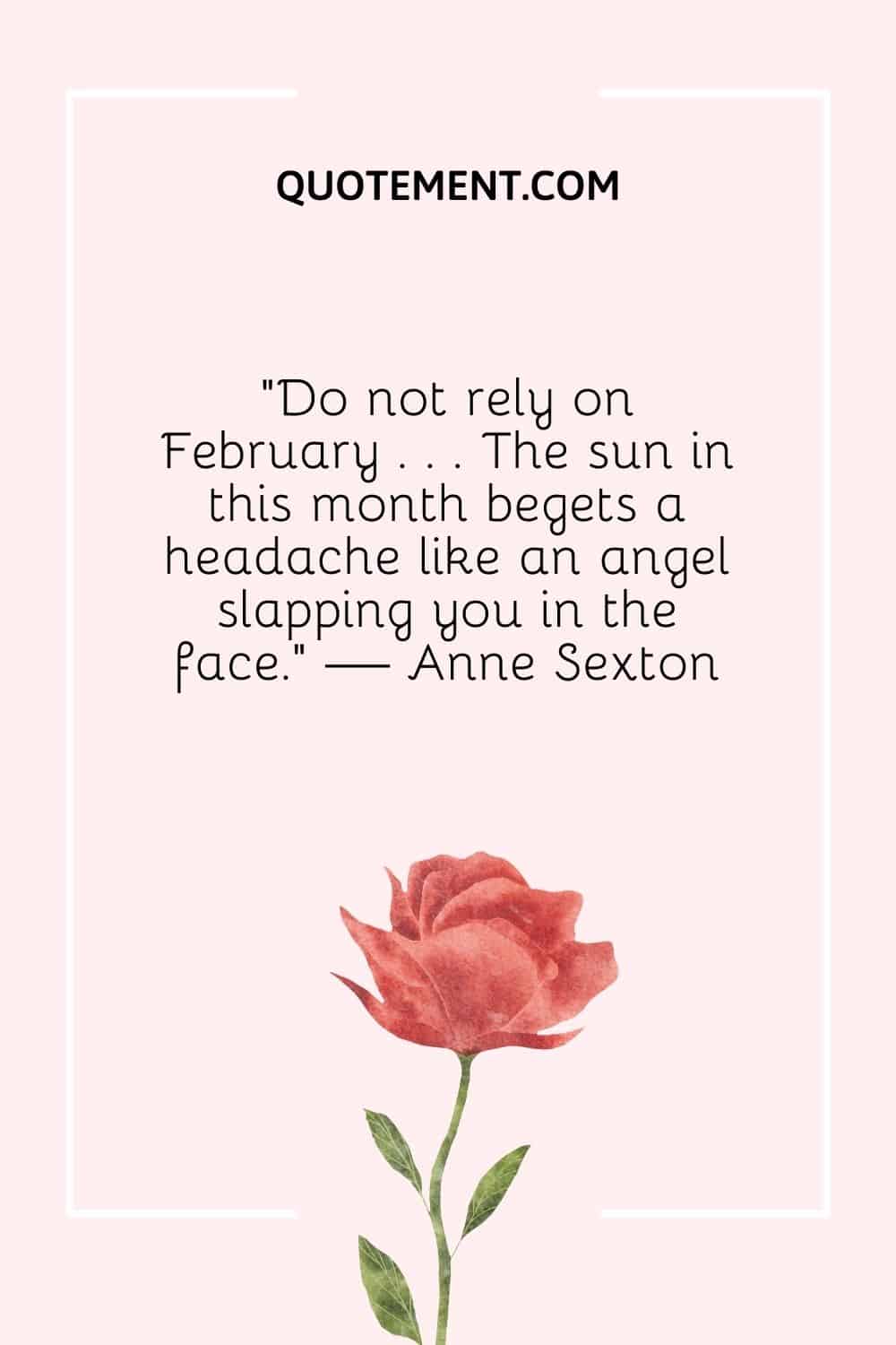 "No confíes en febrero . . . El sol en este mes engendra un dolor de cabeza como un ángel que te abofetea en la cara". - Anne Sexton