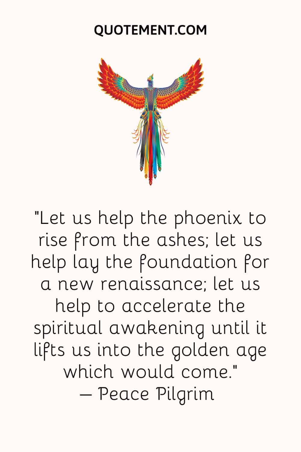 Illustration representing inspirational rising from the ashes quote and phoenix.