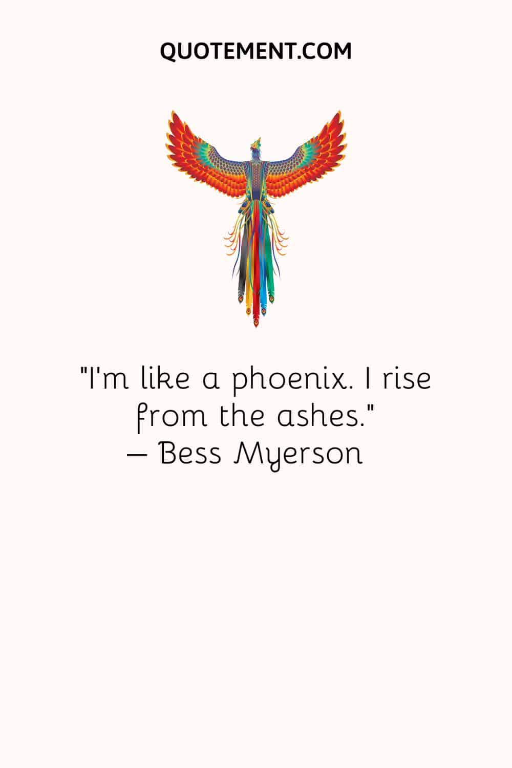Illustration representing inspirational rising phoenix quote and a phoenix.