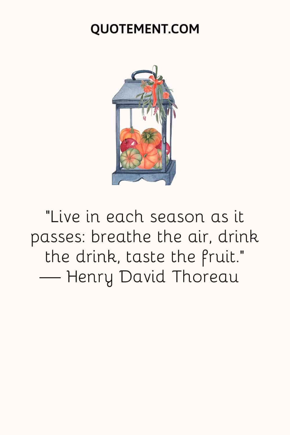 "Vive cada estación a su paso respira el aire, bebe la bebida, saborea el fruto". - Henry David Thoreau