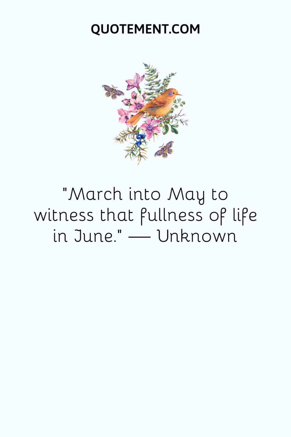 "Marcha en mayo para presenciar la plenitud de la vida en junio". - Desconocido