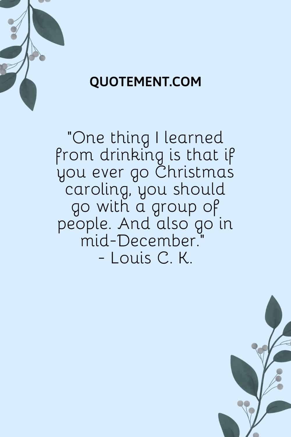 “One thing I learned from drinking is that if you ever go Christmas caroling, you should go with a group of people. And also go in mid-December.” — Louis C. K.
