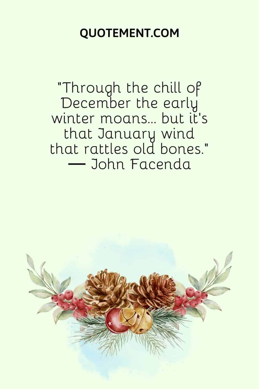 “Through the chill of December the early winter moans… but it’s that January wind that rattles old bones.” ― John Facenda
