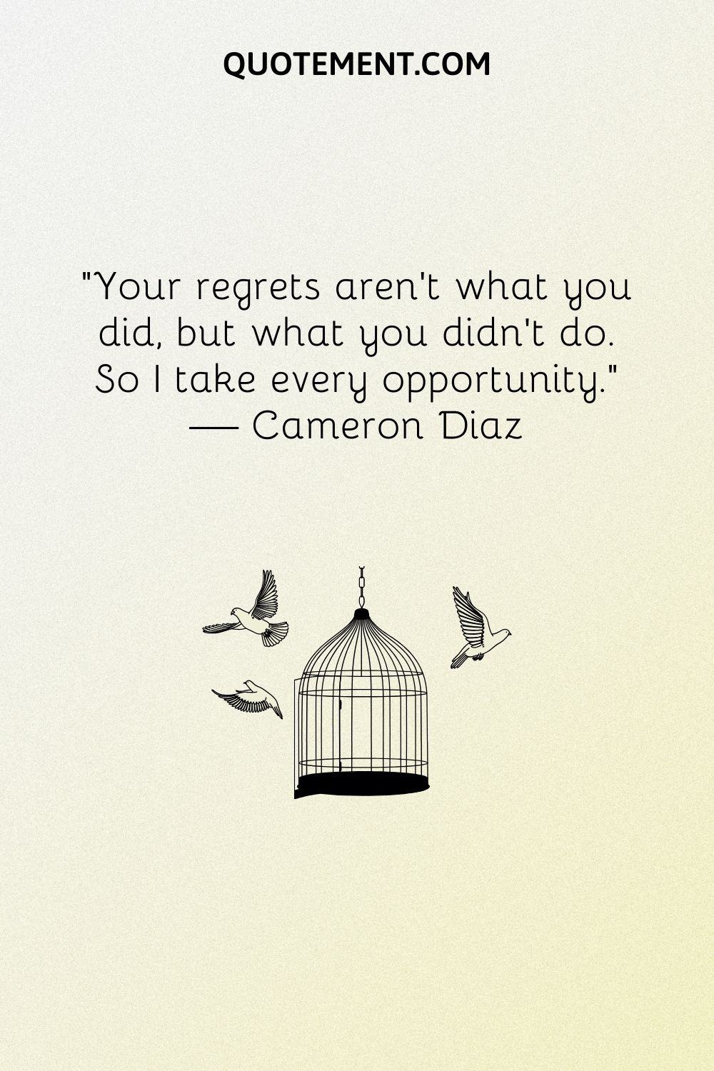 Your regrets aren't what you did, but what you didn't do. So I take every opportunity