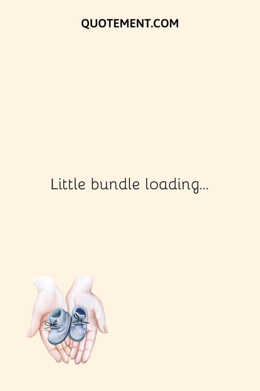 baby shoes in a hand image representing social media cute pregnancy announcement caption