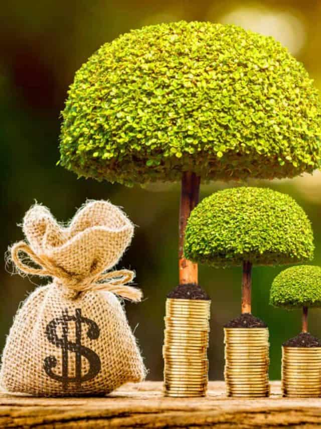 coins of dollars with little trees