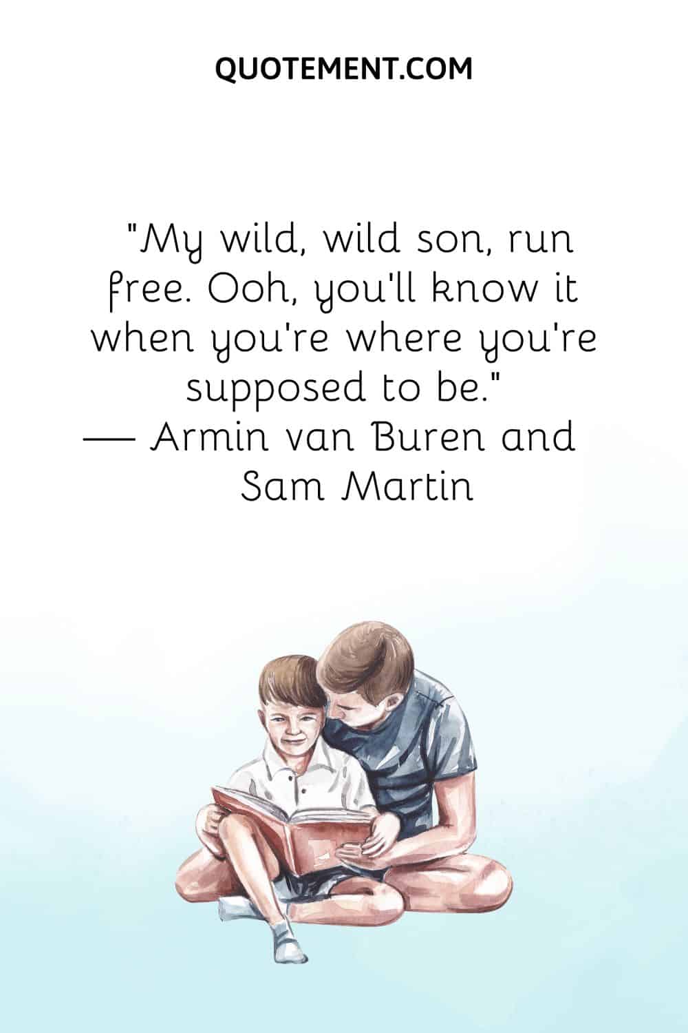 dad and son reading image representing beautiful quote for my loving son