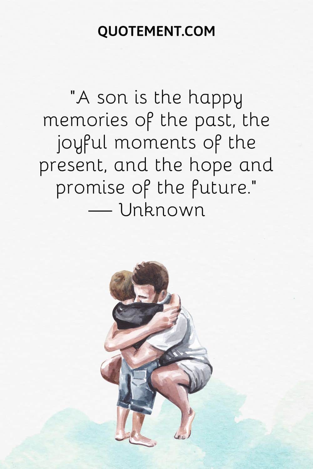 father and son hug image representing inspirational son quote