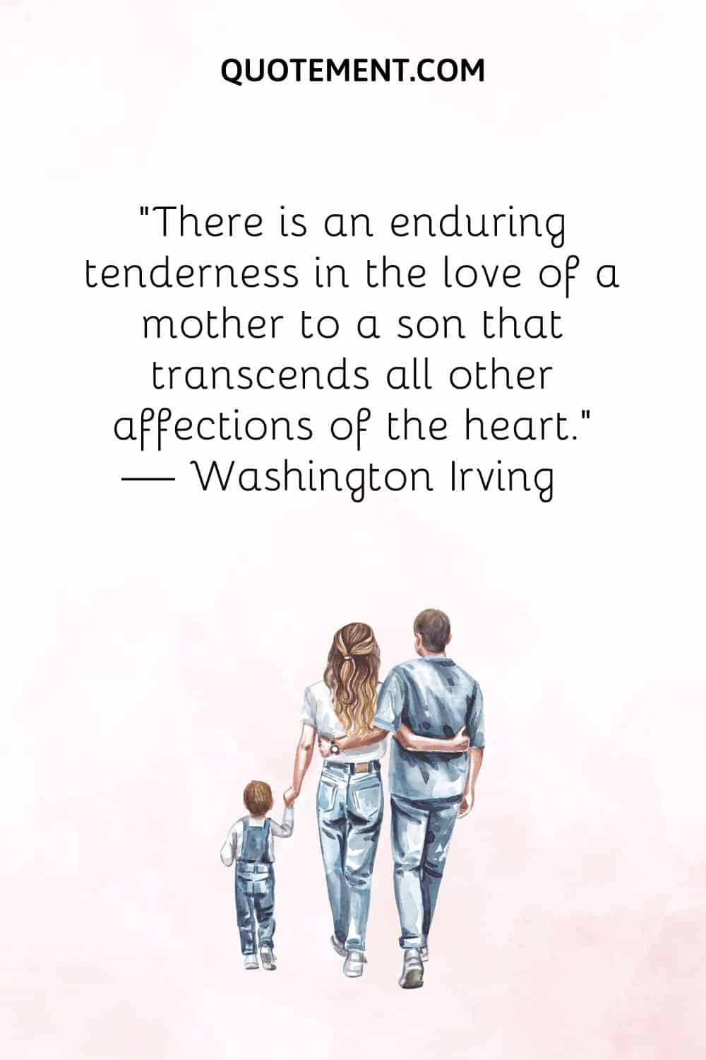 hugged parents walking with son image representing mother son love quote