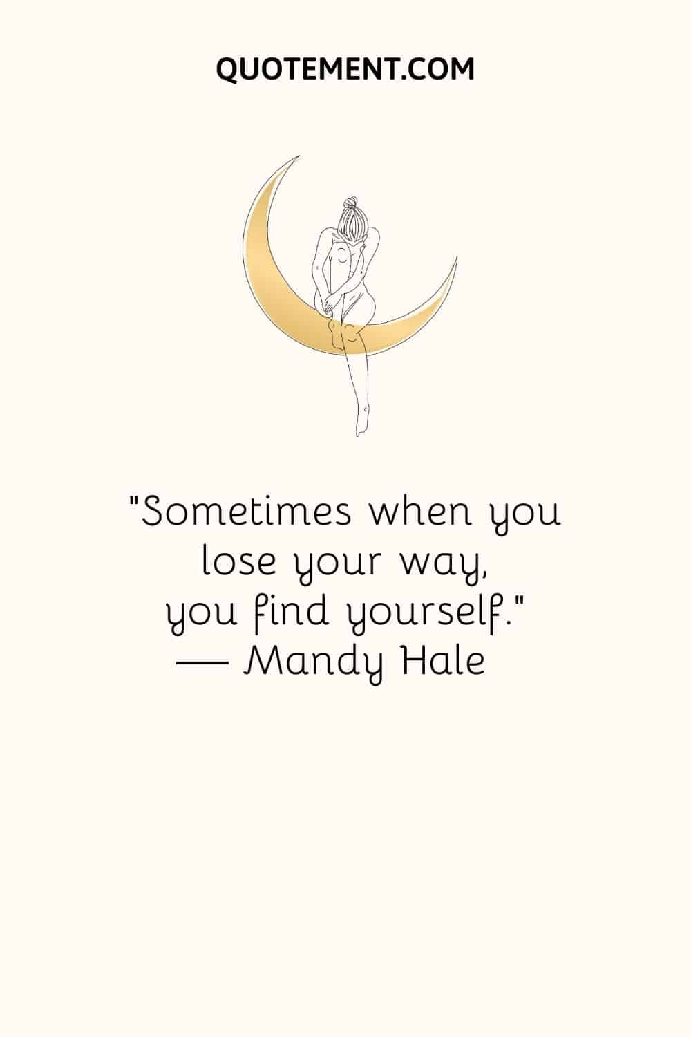 illustration of a girl sitting on the moon representing finding your way quote