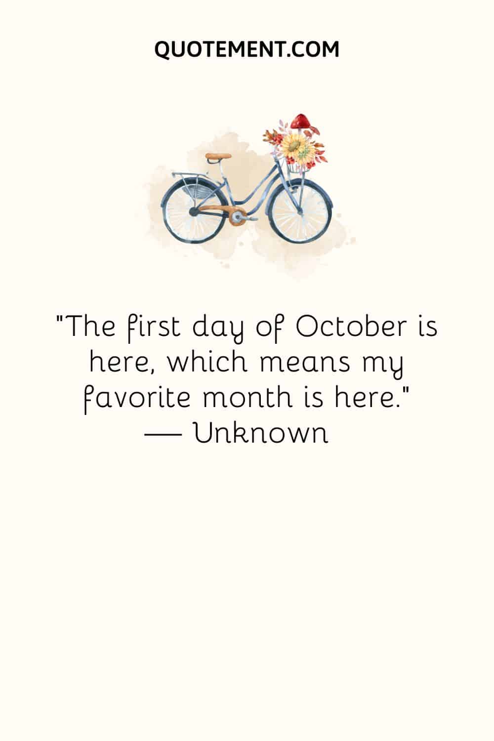 image of a bicycle carrying flowers representing inspirational first day of October quote