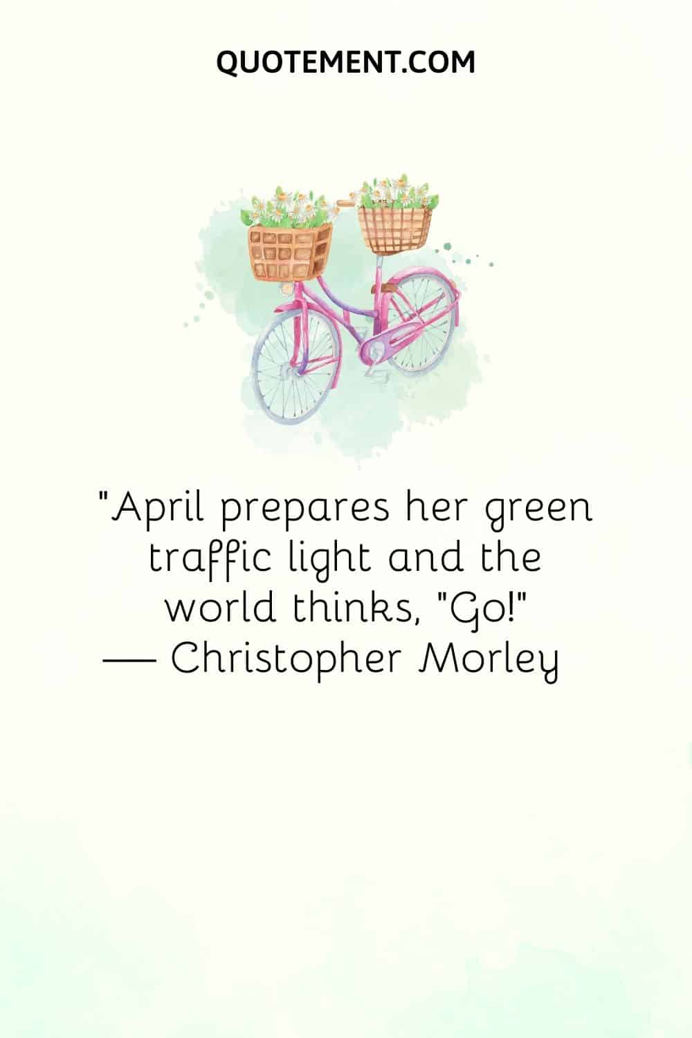 image of a pink bicycle representing welcome April quote
