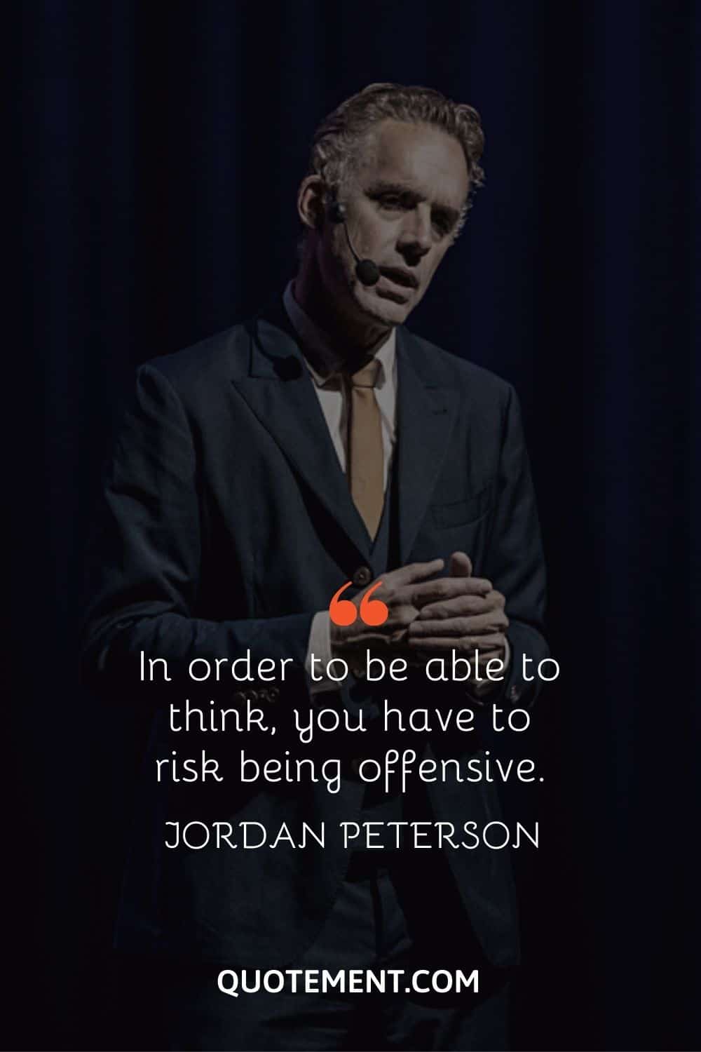 image of jordan peterson giving speech representing jordan peterson quote
