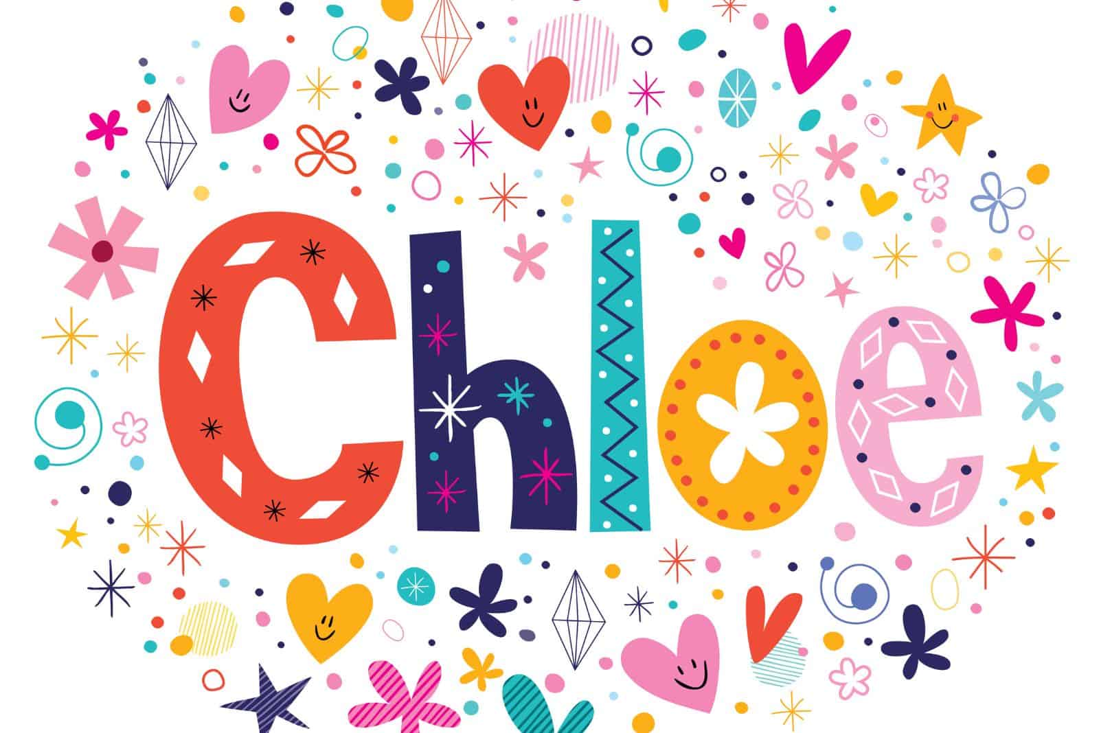 Chloe nombre femenino letras decorativas tipo de diseño