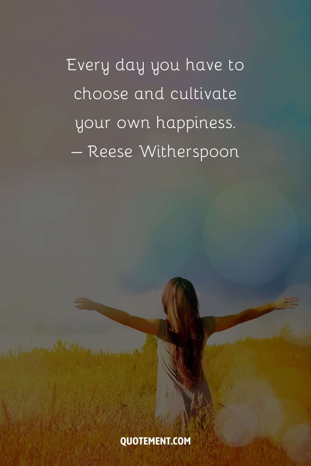 Best choose happiness quote and a woman in the field