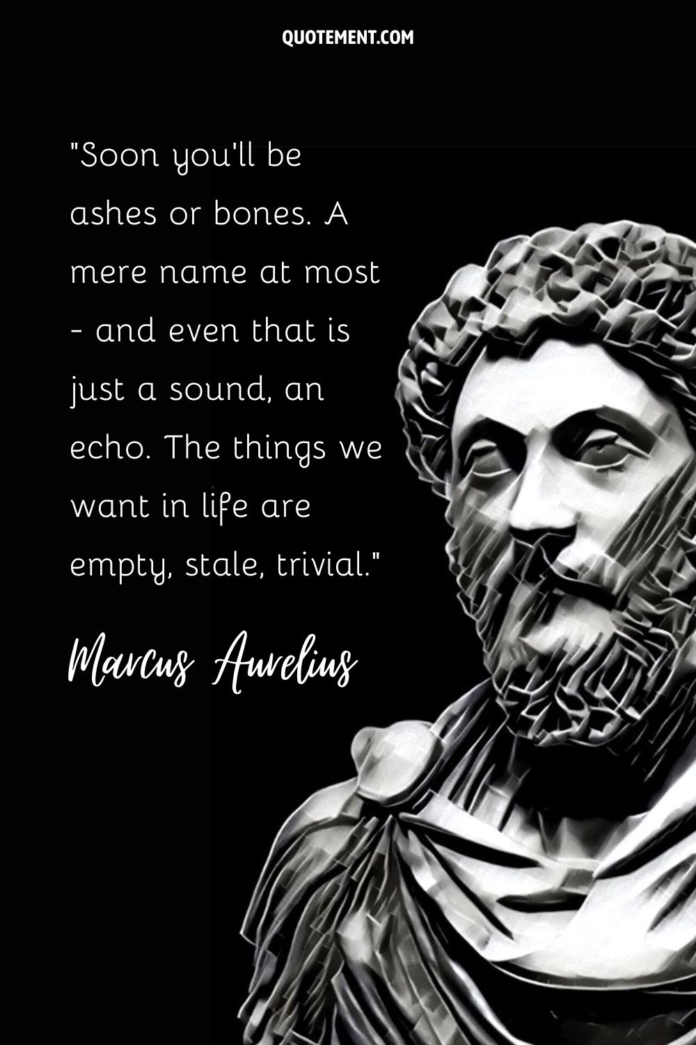 Graceful depiction of Roman leader Marcus Aurelius.
