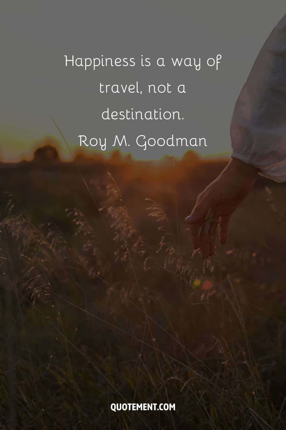 La felicidad es una forma de viajar, no un destino. - Roy M. Goodman.