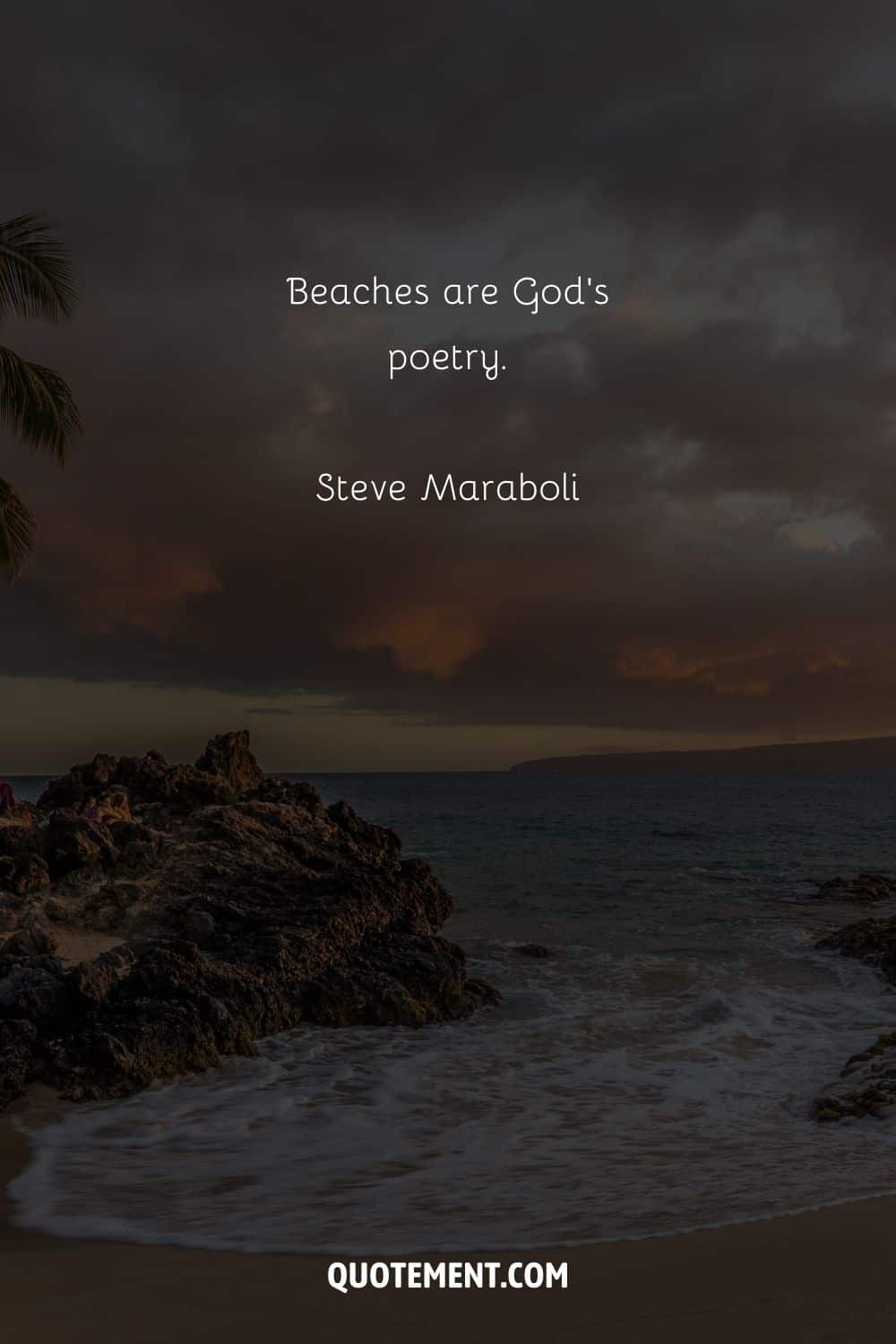 Inspirational quote about beaches and a wave at the beach.