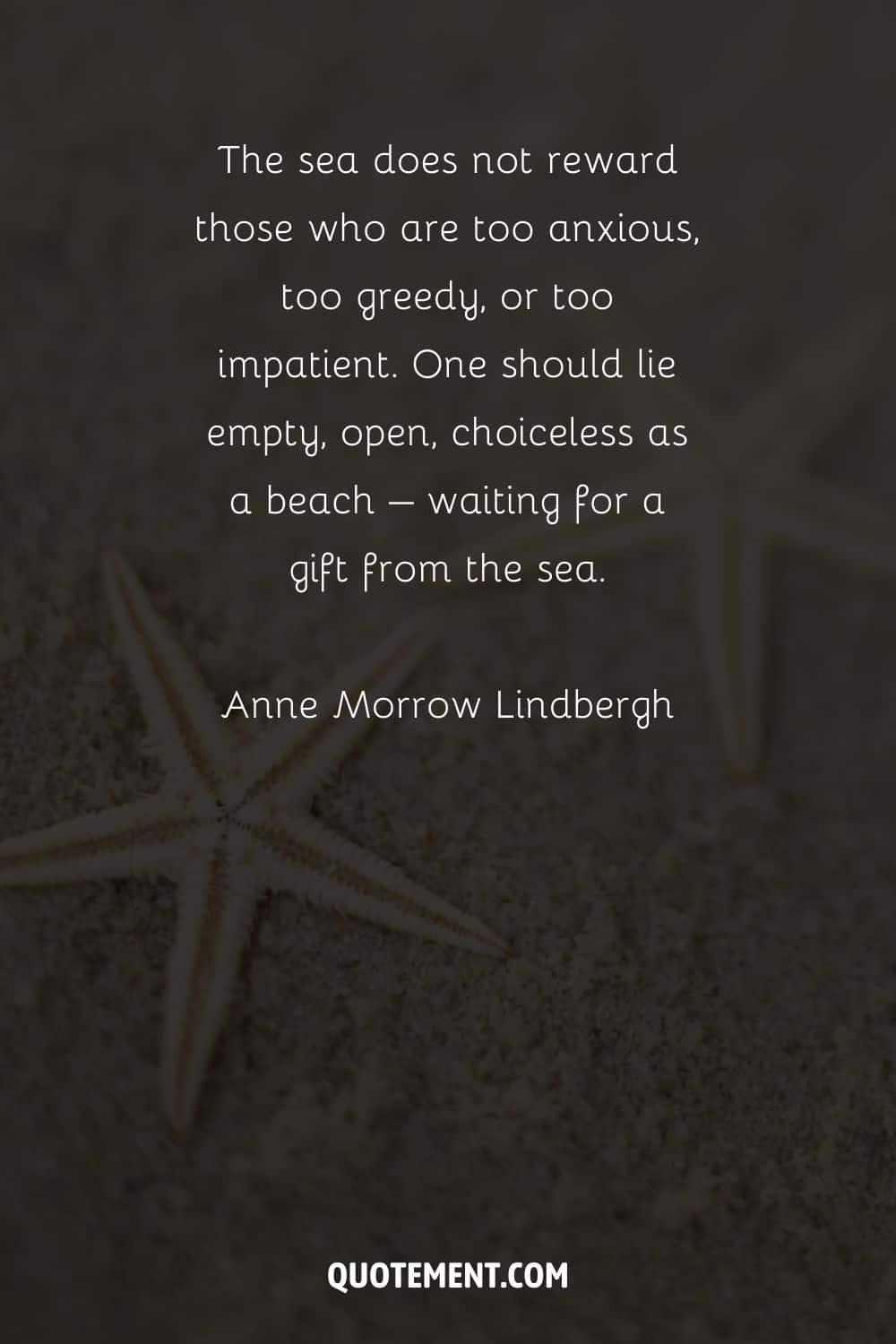 The sea does not reward those who are too anxious, too greedy, or too impatient. One should lie empty, open, choiceless as a beach