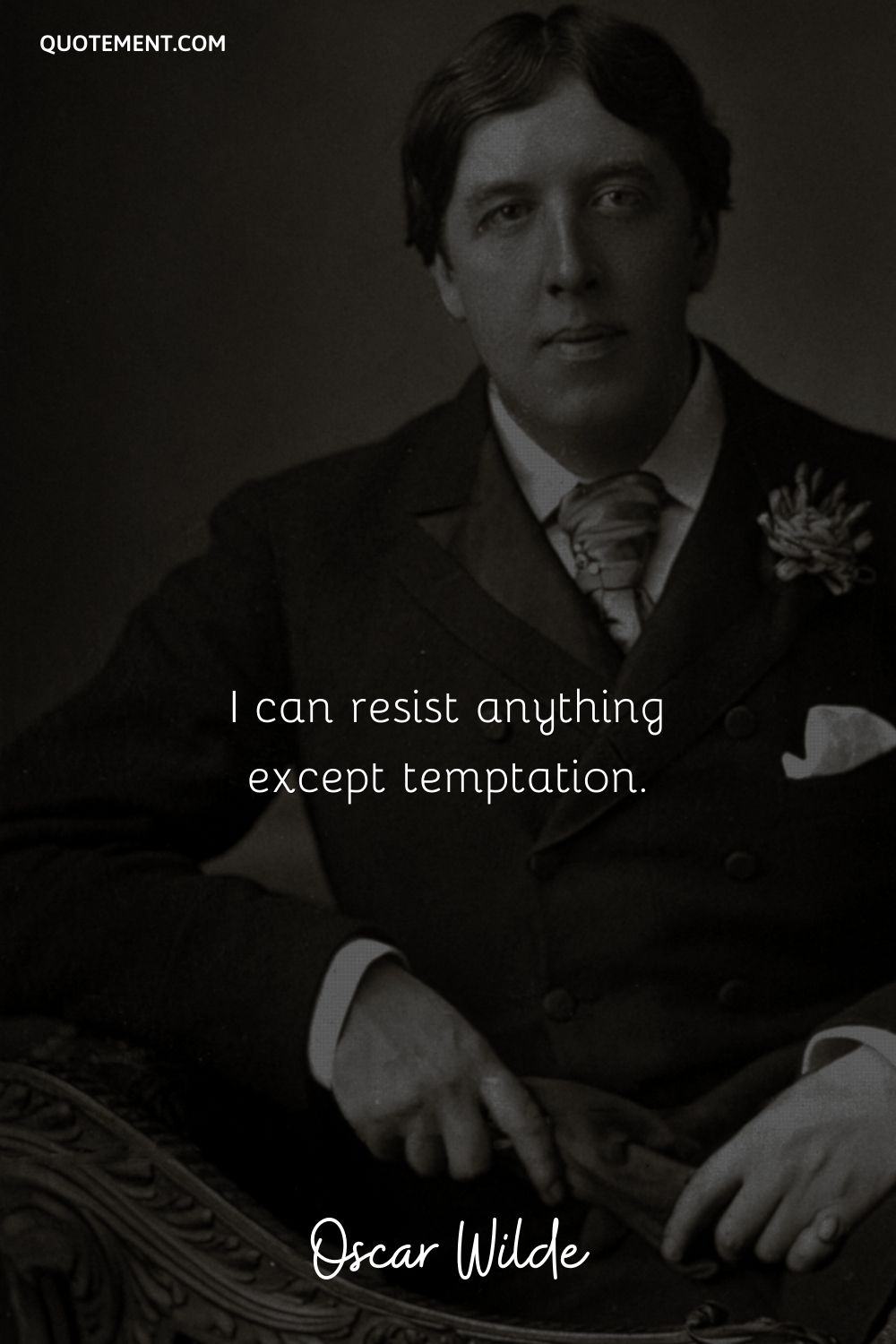Wilde quote on life and Oscar's portrait.