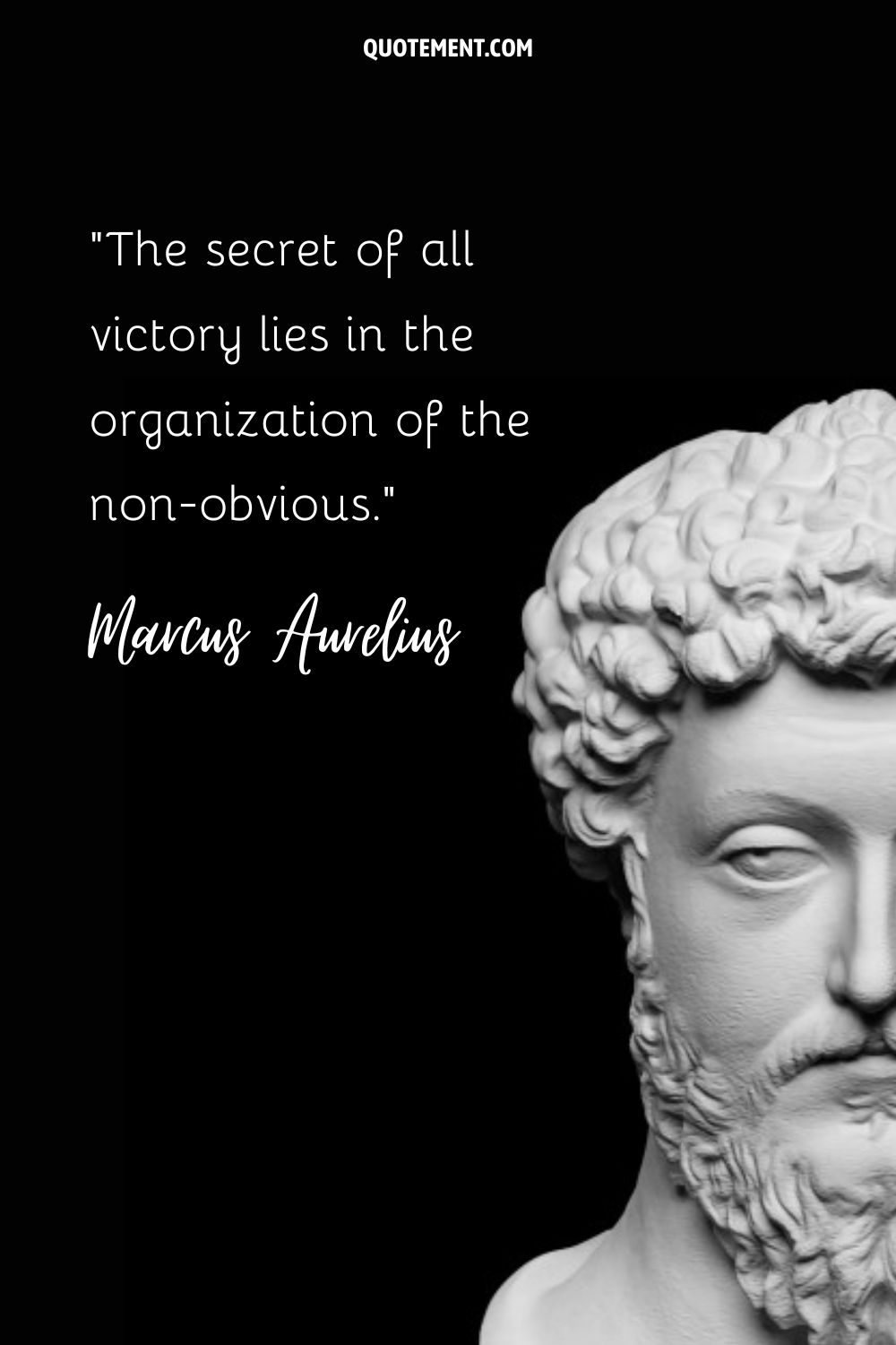 Wise gaze of Marcus Aurelius in sculpture.

