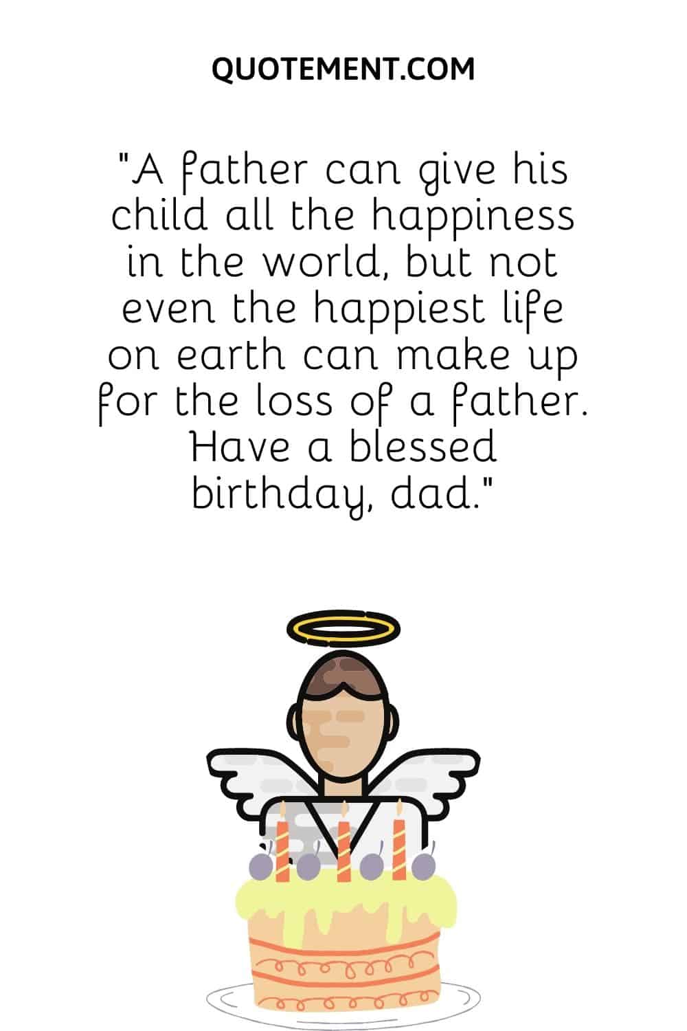 angel and a birthday cake image representing the loveliest dad birthday in heaven wish
