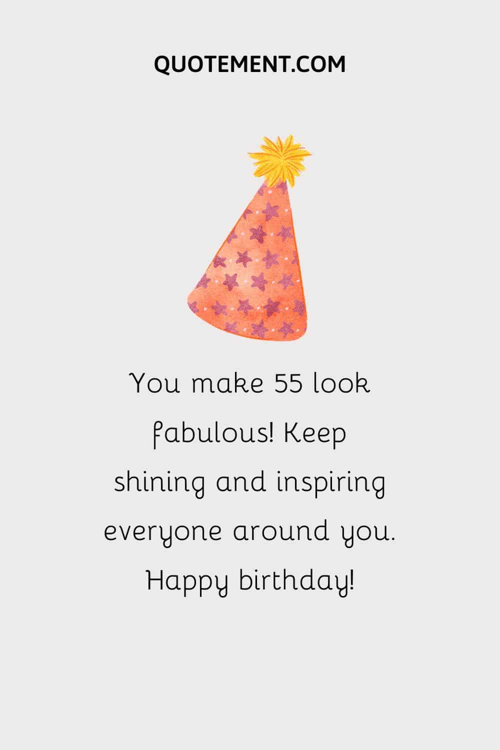 birthday hat illustration representing happy 55th birthday wish
