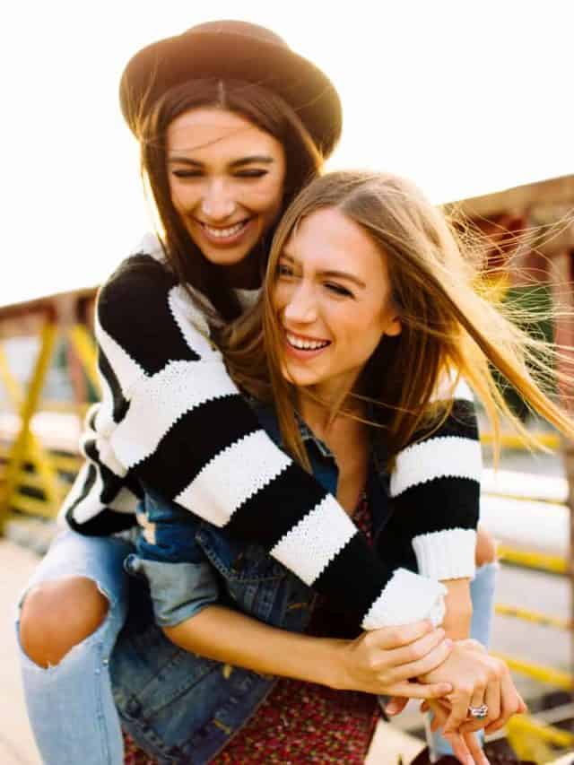 Two sisters having fun outdoor