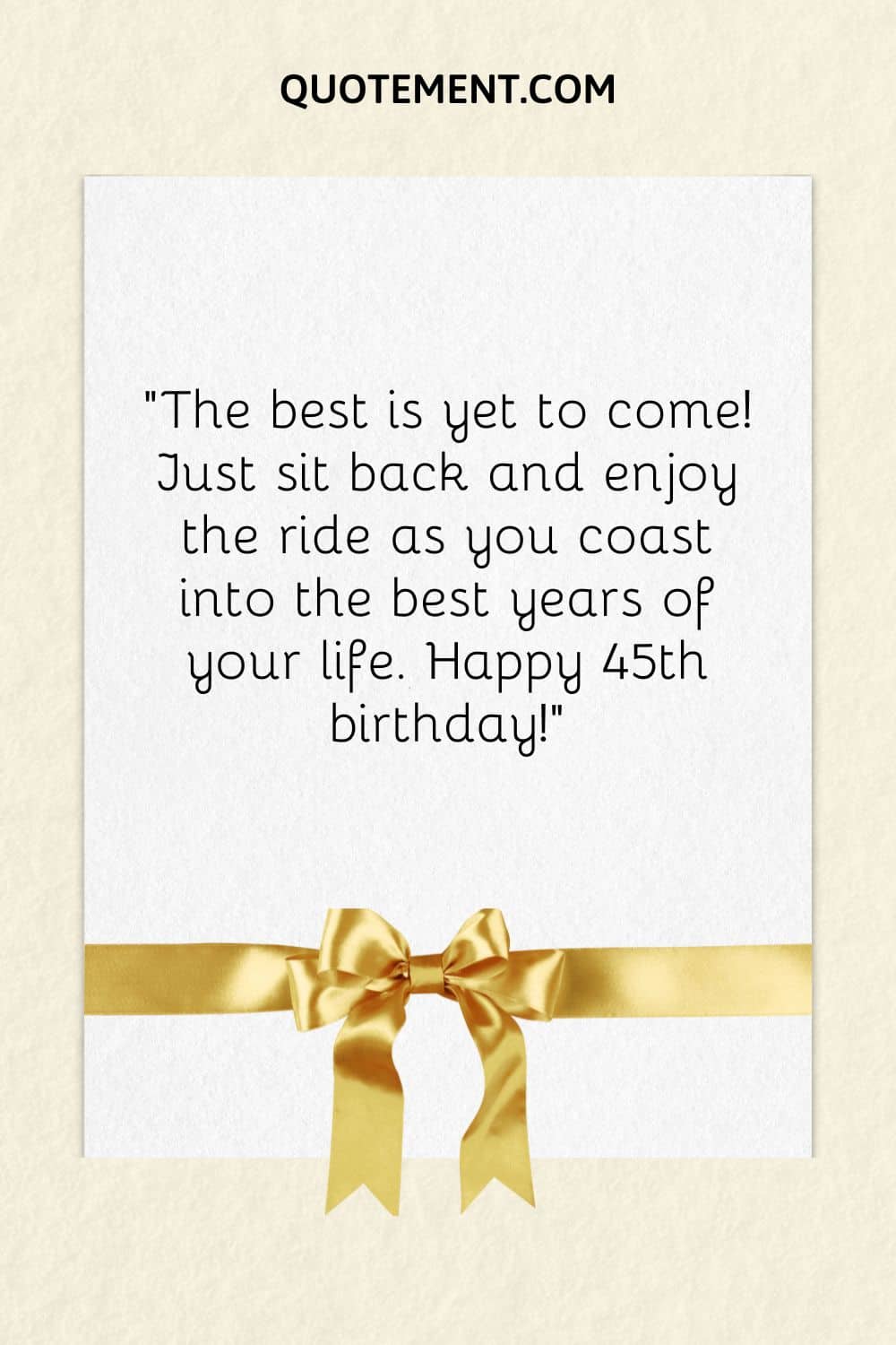 happy 45th birthday card with gold ribbon