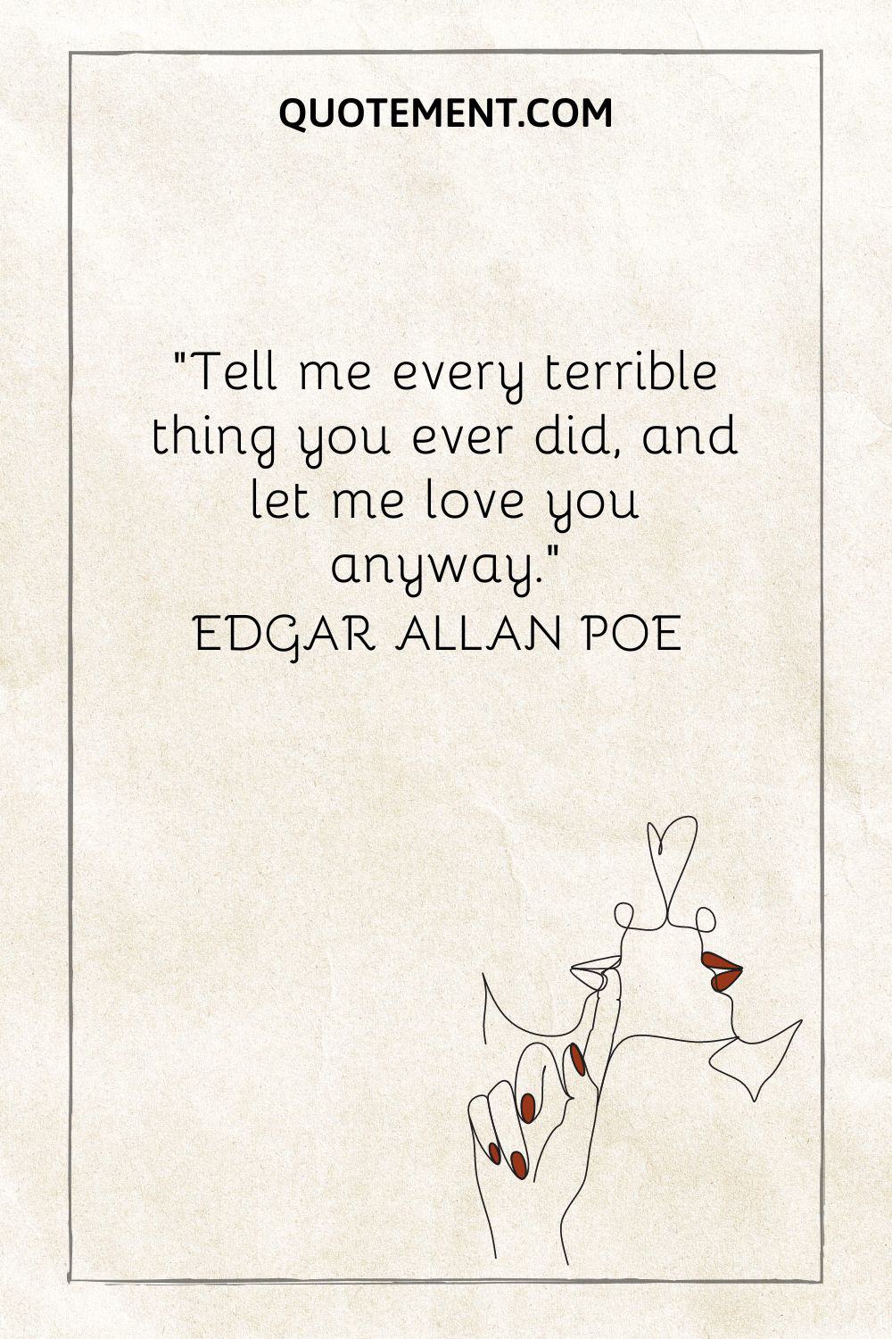 illustration of two people representing edgar allan poe love quote