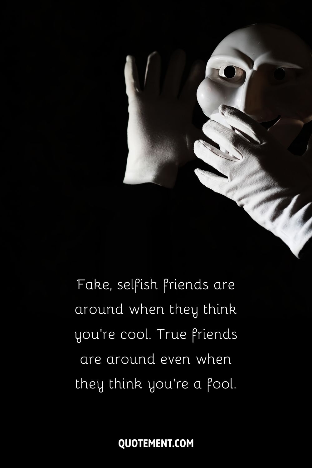 image of a white mask representing snake friends quote