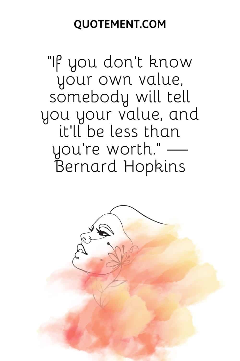 side portrait of a woman representing powerful value yourself quote