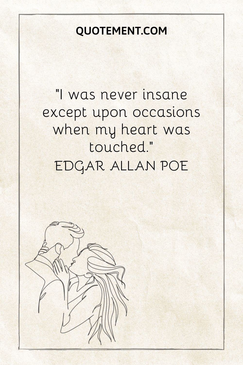 two people kissing representing edgar allan poe love quote