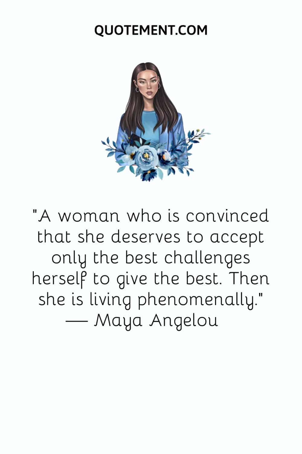 woman in blue illustration representing phenomenal woman quote