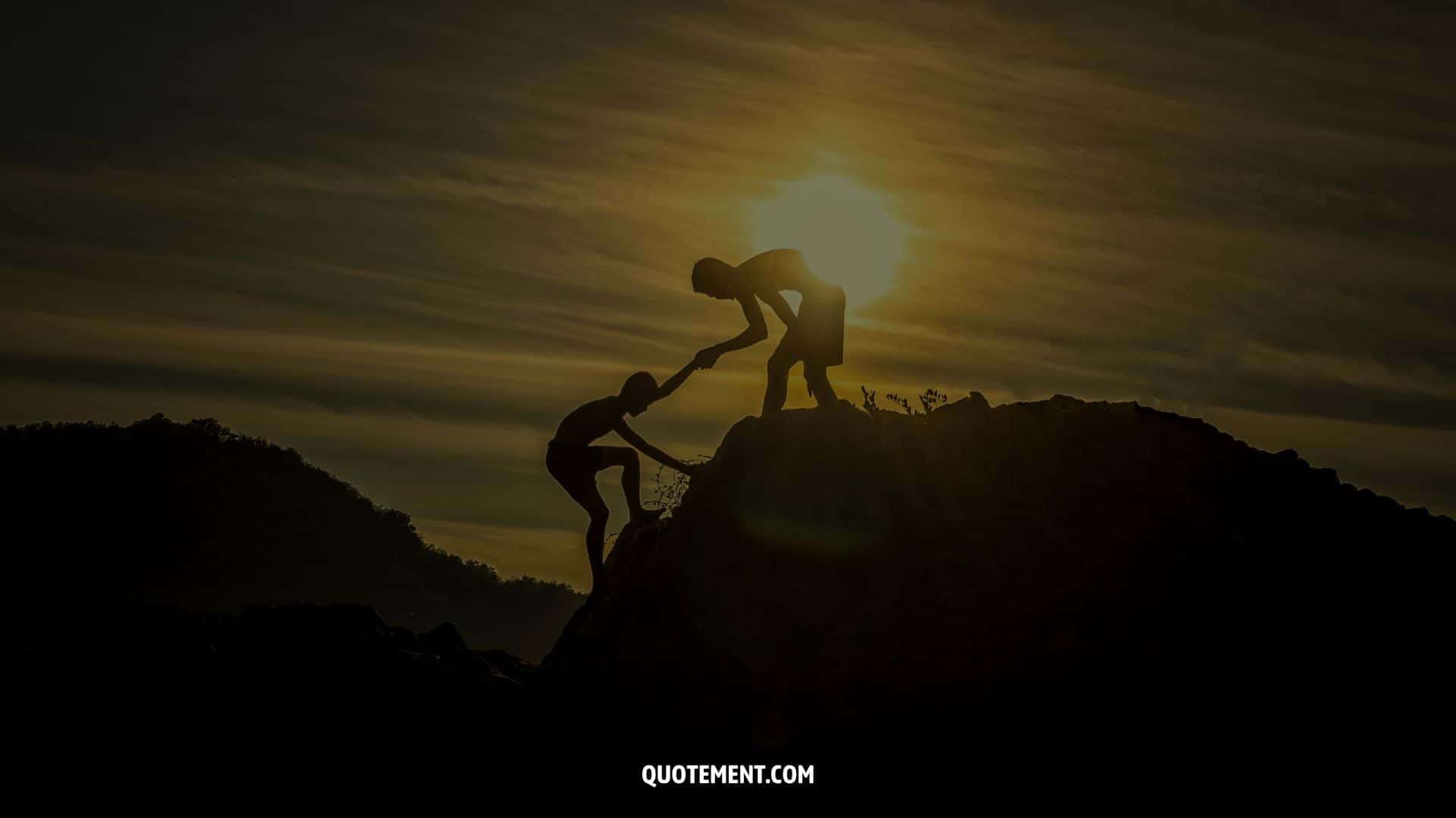 people climbing a mountain, concept of believing in yourself