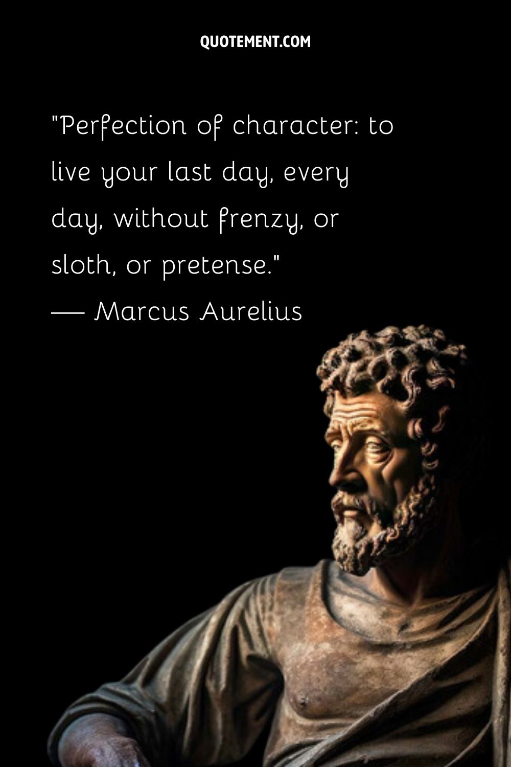 Ancient statue representing Marcus Aurelius famous quote.