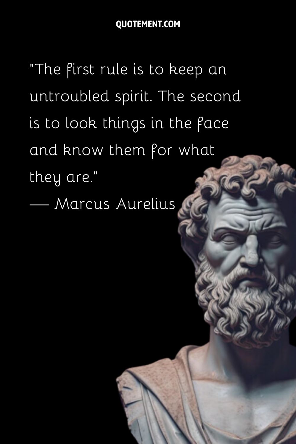 Carved philosopher Marcus Aurelius embodies silent strength
