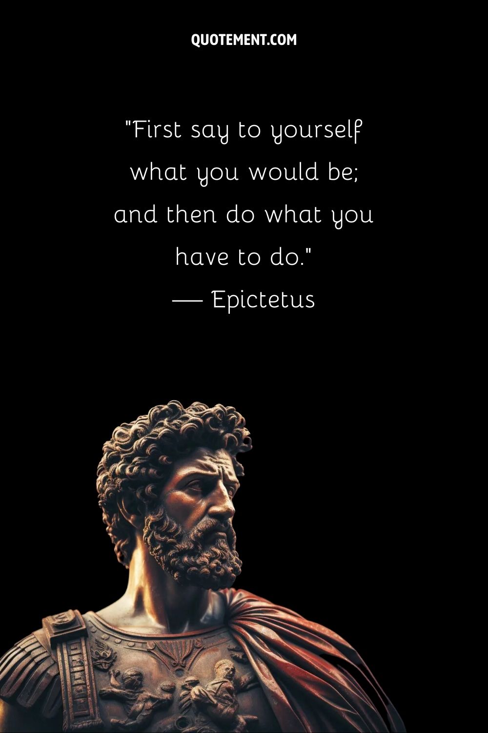 La sabiduría de Epicteto armonizada en mármol esculpido y perdurable.