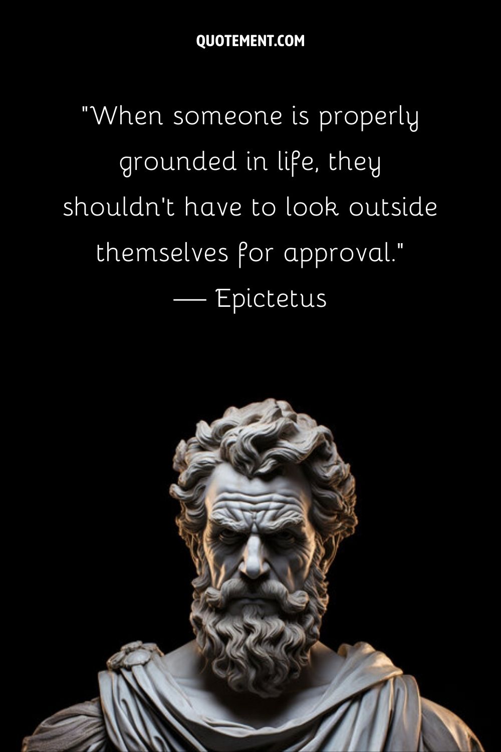 La sabiduría de Epicteto narrada a través del arte perdurable del mármol.