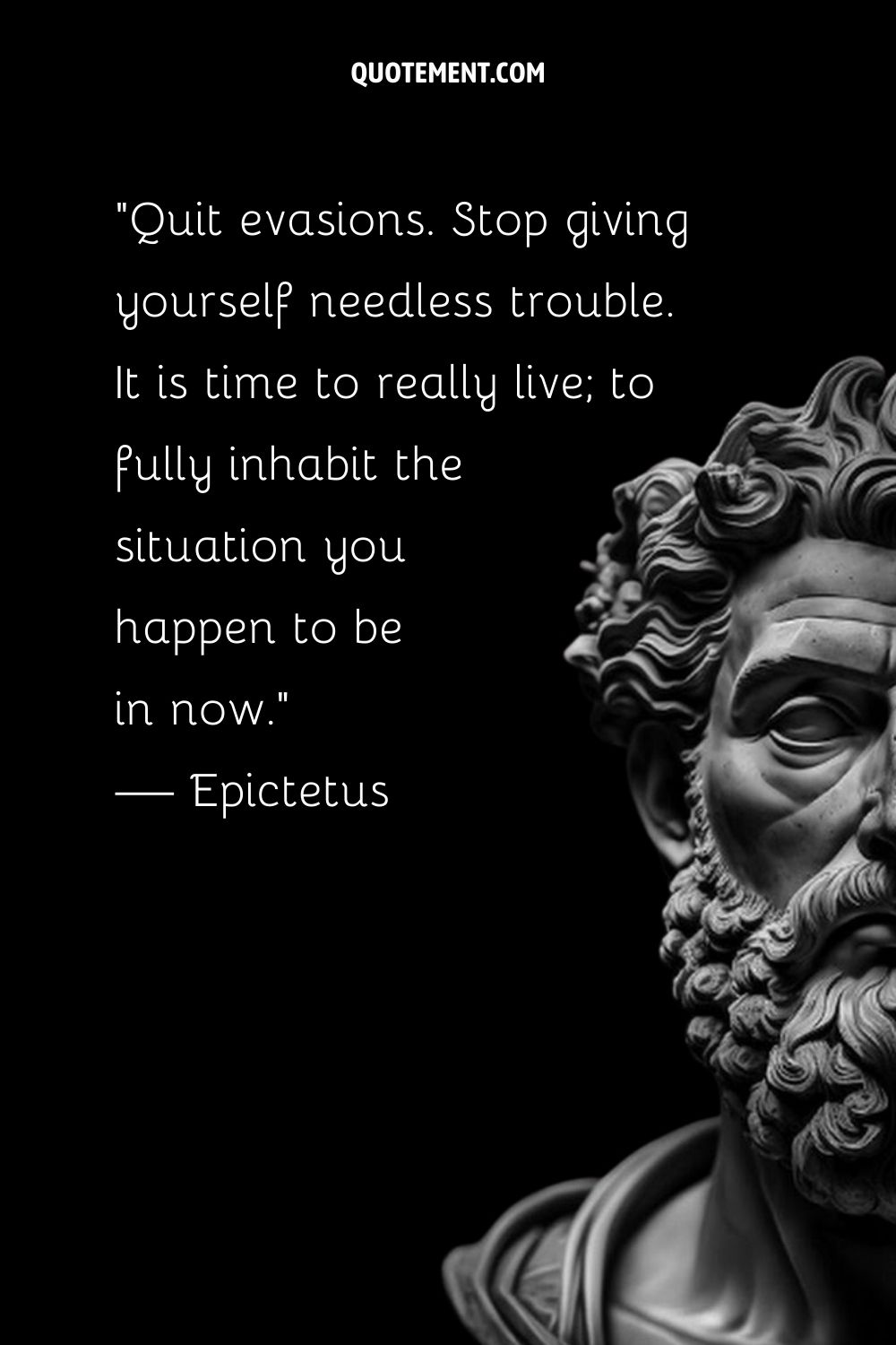 Epictetus' wisdom unfolds silently through sculpted marble tales.